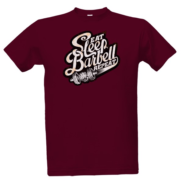 Tričko s potiskem Fitness-Eat Sleep Barbell Repeat